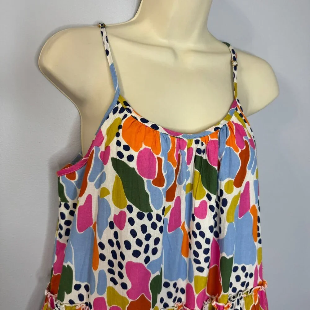 THML Spotted Multi Print Swim Sundress Adjustable Strap Beach Vacation Sz. XS - Picture 4 of 13